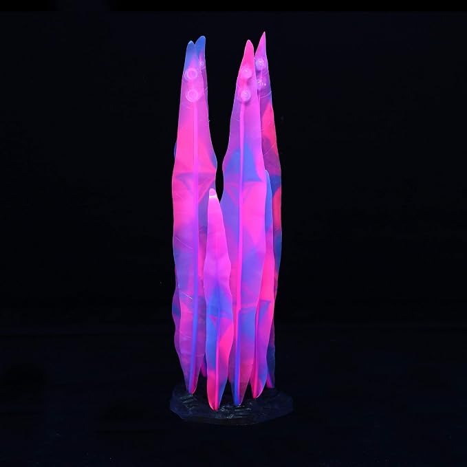Lpraer 4 Pack Glow Aquarium Decorations Coral Anemone Lotus Leaf Seaweed - Image 6