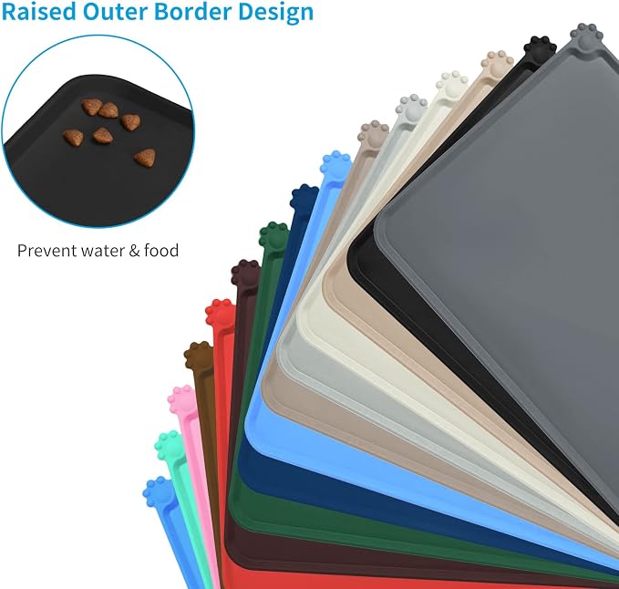 AUDWUD Silicone Waterproof Pet Feeding Mats, Anti Slip Bowl Pad, Dog Mat - Image 3