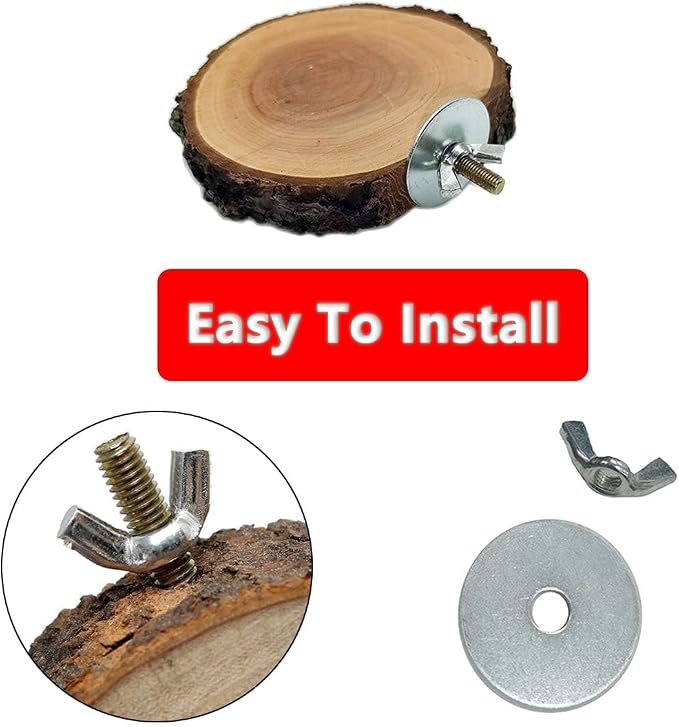 Hamiledyi Perch Platform for Bird Cage, Natural Round Wooden Stand Platform - Image 5