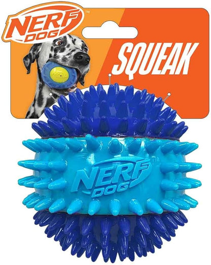 Nerf Dog 3.7in TPR 3-Part Spike Squeak Ball Dog Toy by GramercyProductsInc
