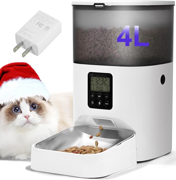 Automatic Cat Feeder, 4L Cat Food Dispenser by ANDOLLHOME