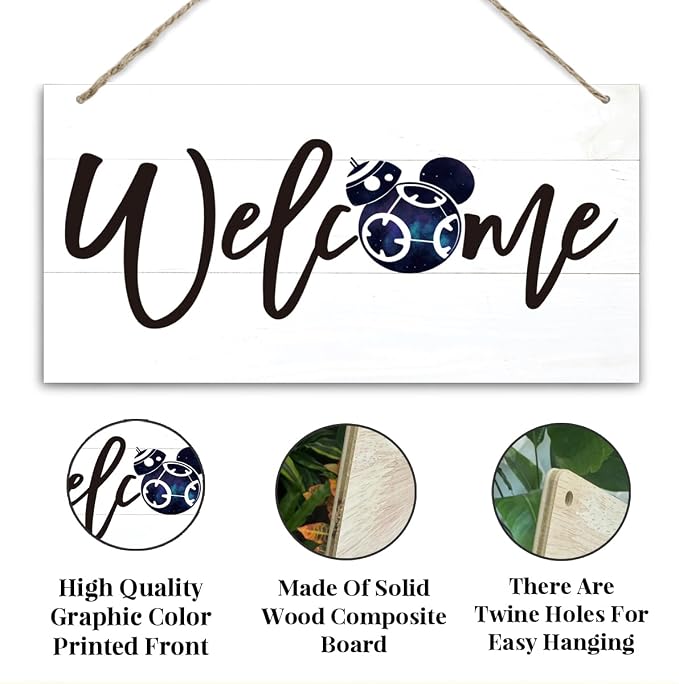 Welcome Sign for Front Door, Welcome Decor Wooden Hanging Sign for Wall Decor - Image 3
