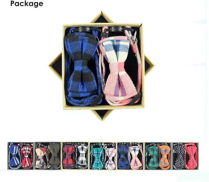 Cat Collar Breakaway with Bell and Bow Tie, Plaid Design Adjustable Safety - Image 2