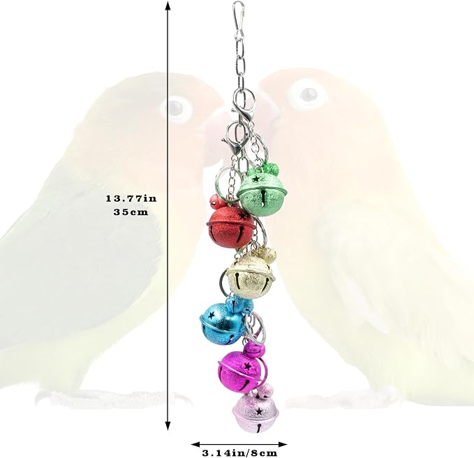 Oooct Bird Swing Bells Toys, Colorful Parrot Metal Bells, Hanging Bird Chewing - Image 2