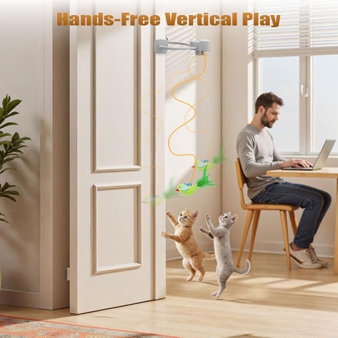 Interactive Cat Toys for Indoor Cats: Automatic Flying Bird Feather Wand Chase - Image 2