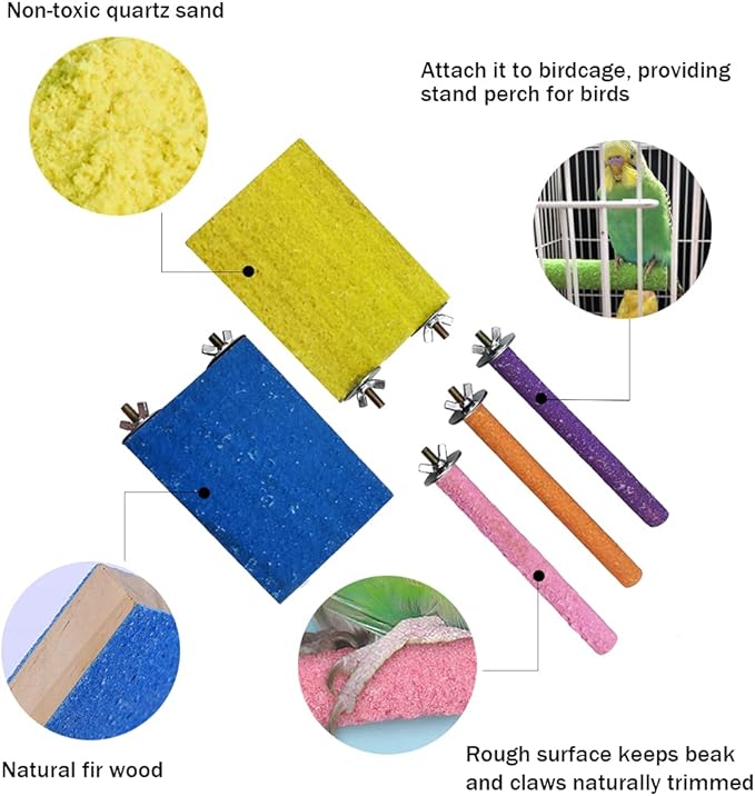 Hamiledyi 5 Pcs Parrot Perch Stand Natural Wood Bird Perch Stand Platform Paw - Image 3