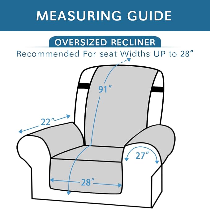 H.VERSAILTEX Reversible Quilted Recliner Covers Water Resistant Furniture - Image 2