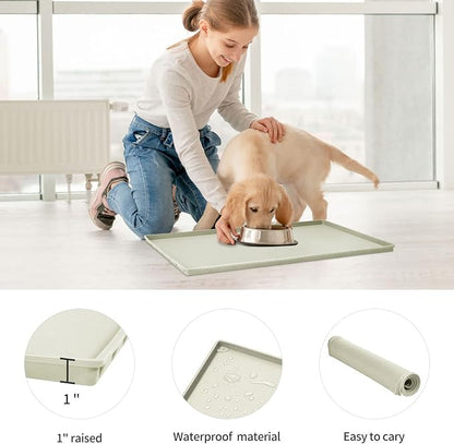 Dog Food Mat, Silicone Waterproof Food Tray, Non Slip Pet Bowl Mats Placemat - Image 2