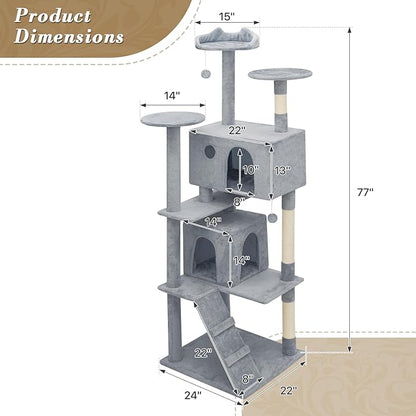 Athena Collection Cat Tree, 77 Inch Cat Tower - Image 2