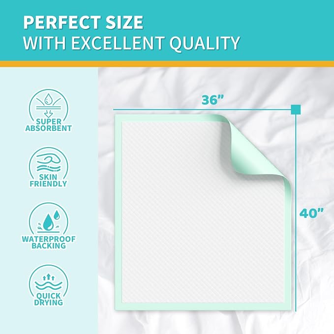 Disposable Bed Pads 40"X36" Extra Large Chucks Pads - Image 2