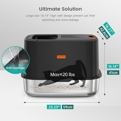 Enclosed Stainless Steel Cat Litter Box - Image 2