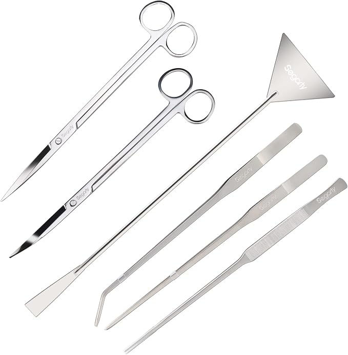 Segarty Aquarium Aquascaping Tools, 6 in 1 Stainless Steel Silver Aquascaping by Segarty