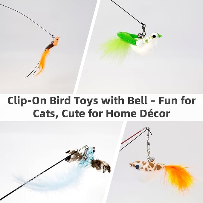 11 PCS Multi-Functional Cat Toy Replacement Heads – Realistic Handmade Bird - Image 5