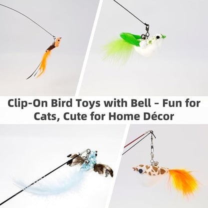 11 PCS Multi-Functional Cat Toy Replacement Heads – Realistic Handmade Bird - Image 5