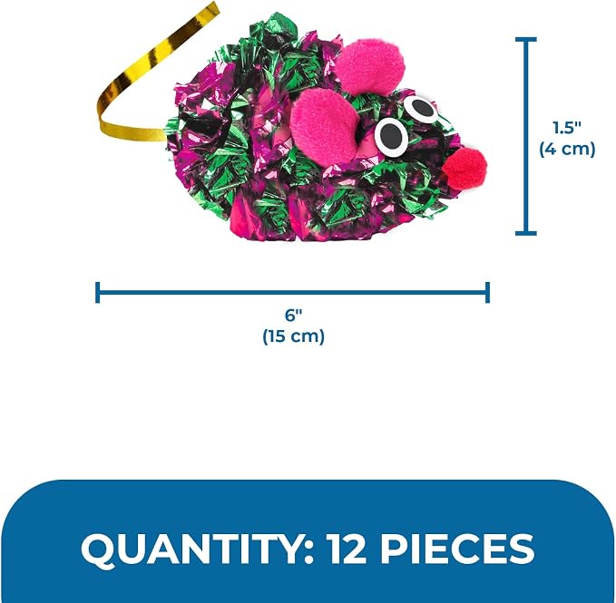 SunGrow 12 Pack Cat Crinkle Mice, 6x1.5 Inch Mice - Image 7