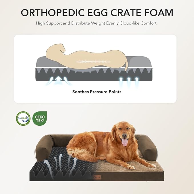 Orthopedic Dog Beds for Extra Large Dogs, Waterproof Egg Crate Foam XL Dog Bed - Image 2