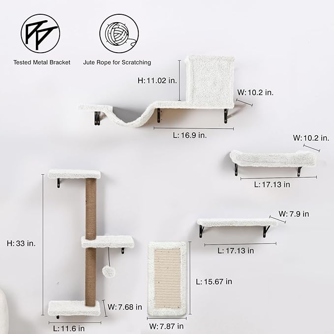 5-in-1 Cat Wall Shelves, Perch & Lounge - Image 7