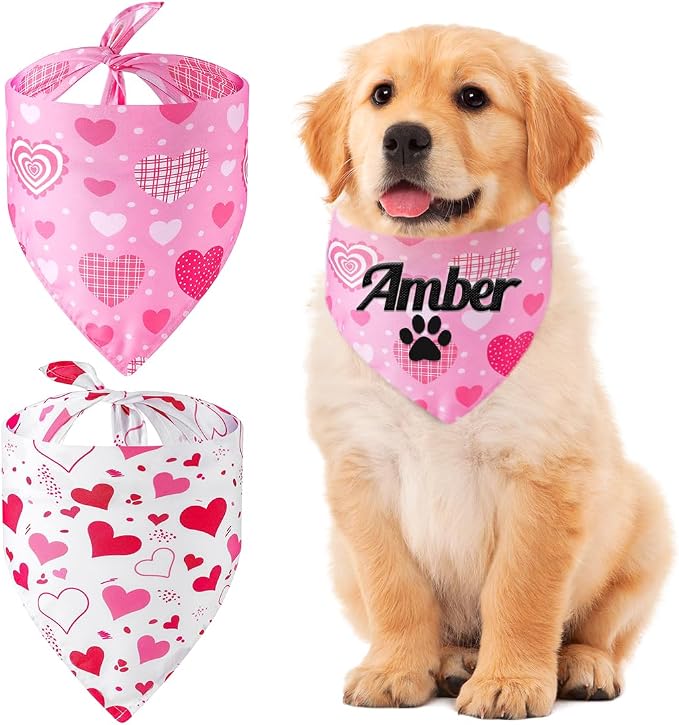 Personalized Dog Bandana Embroidered Name, Custom Neckwear Dog Scarf Triangle by Ulicoprofessionalpersonalized