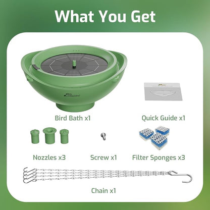 Solar Bird Bath with Fountain and Battery Backup, 3-in-1 Hanging or - Image 8