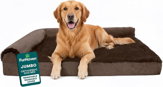 FurHaven Orthopedic Dog Bed for Large Dogs, L-Shaped Chaise Mattress, Egg Crate by FurHaven