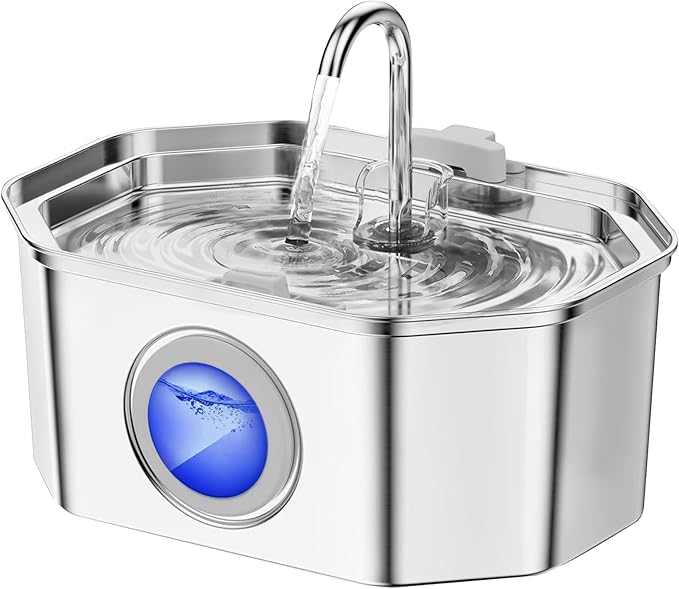 Cat Water Fountain Stainless Steel 108oz/3.2L, APAUK Automatic Pet Fountain Dog by APAUK