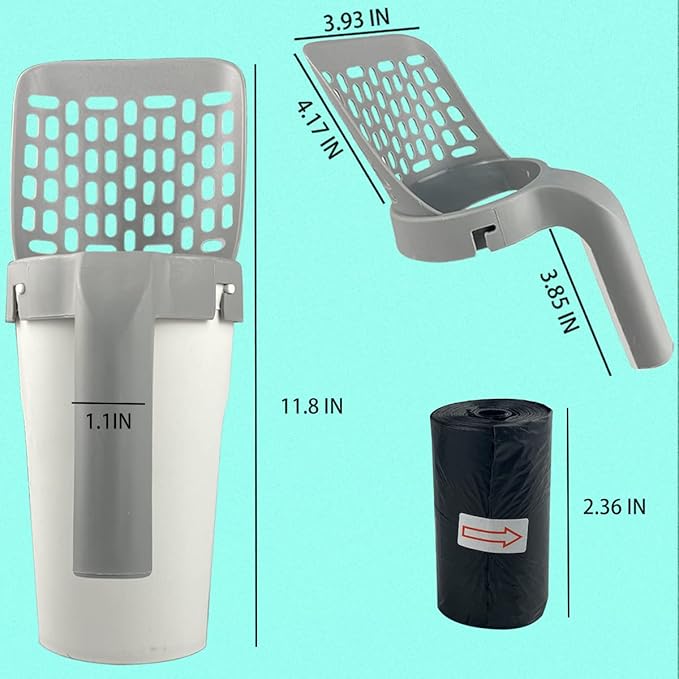 Cat Litter Scooper with Trash Container, Portable Litter Scoop Holder, Litter - Image 2