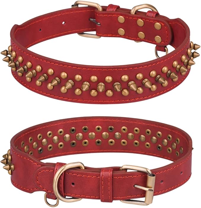 Spiked Dog Collar Soft Pu Leather Mushrooms Rivet Spike Studded Puppy by Unknown