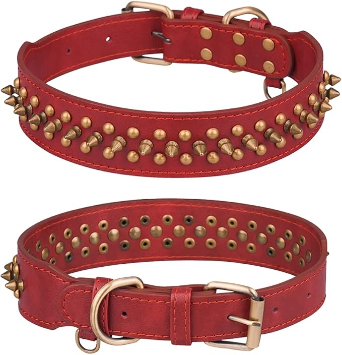Spiked Dog Collar Soft Pu Leather Mushrooms Rivet Spike Studded Puppy by Unknown