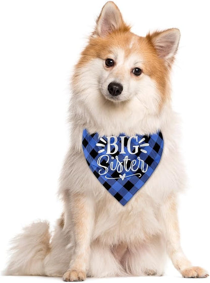 Big Sister Dog Bandanas, Buffalo Plaid Pet Scarf, Pet Dogs Scarf Accessories - Image 3