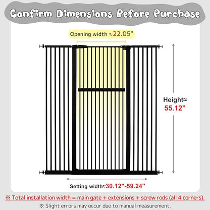 Lumizone Extra Tall Pet Gate 55.12" High Pressure Mounted 38.39"-59.24" Extra - Image 2