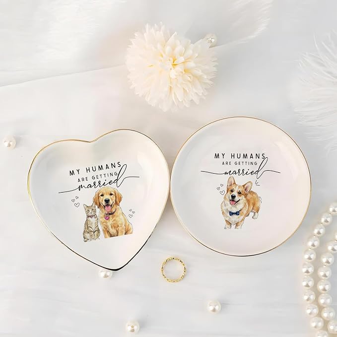 Custom Pet Portrait Watercolor Ring Dish, My Humans Are Getting Married Jewelry - Image 7