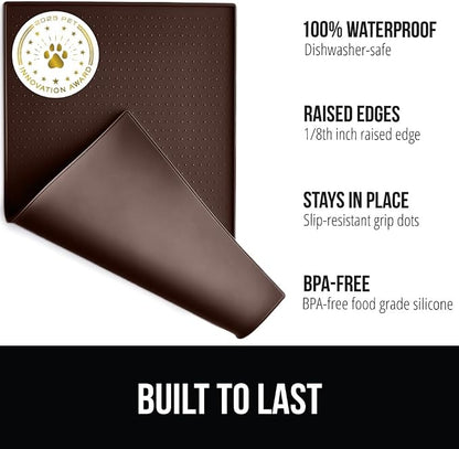 GORILLA GRIP 100% Waterproof Raised Edge BPA Free Silicone Pet Feeding Mat - Image 2