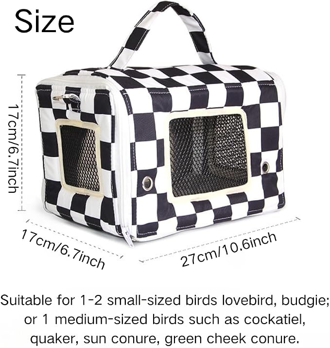 Bird Travel Carrier with Perch Parakeet Carriers with Net, Pad Mat, Feeder - Image 2