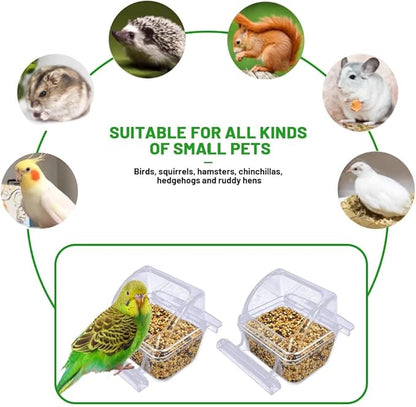 2 Pack Bird Feeders for Cage, No Mess Clear Hanging Parrot Food Bowl, Plastic - Image 7