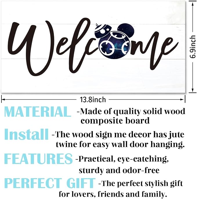 Welcome Sign for Front Door, Welcome Decor Wooden Hanging Sign for Wall Decor - Image 2