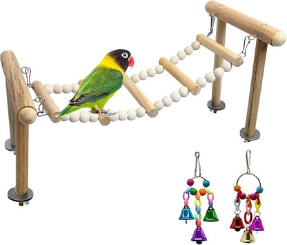 PINVNBY 3PCS Bird Ladder Bridge, Natural Wood Climbing Ladders Flexible Parrot by PINVNBY
