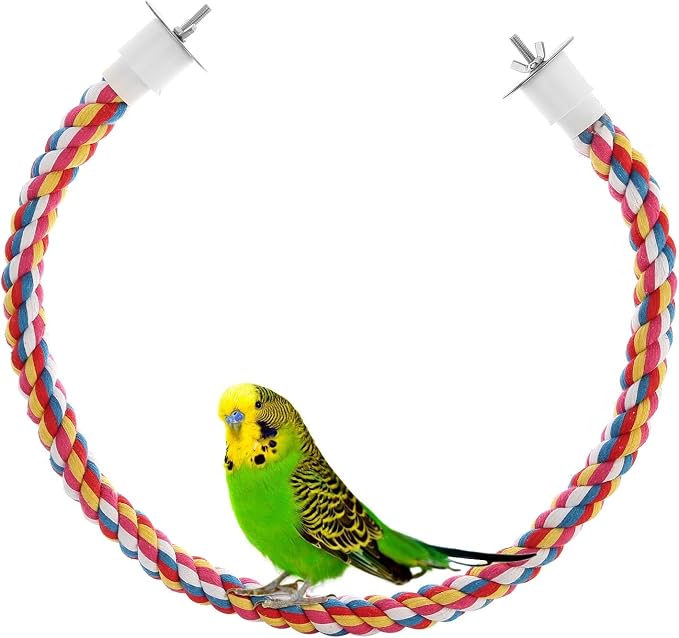 Bird Rope Perches, Parrot Toys 41 inches Rope Bungee Bird Toy - Image 8