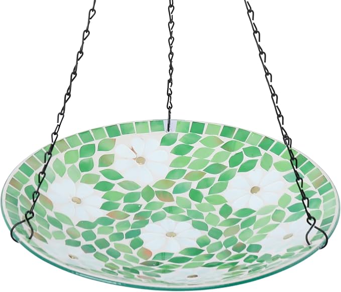 VCUTEKA Hanging Bird Bath, Glass Mosaic Bird Baths by VCUTEKA