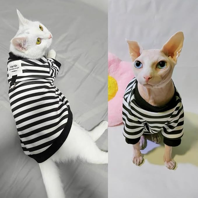Autumn Dog Sweater with Leash Ring Warm Striped Puppy Shirt - Image 3
