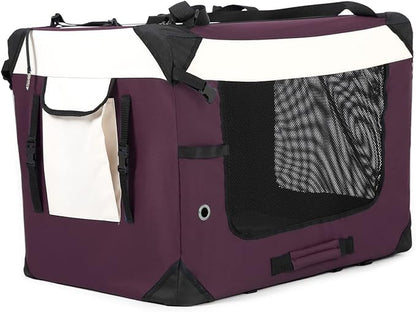 Large Cat Carrier, Collapsible Dog Travel Crate Portable Soft-Sided Pet Carrier - Image 2