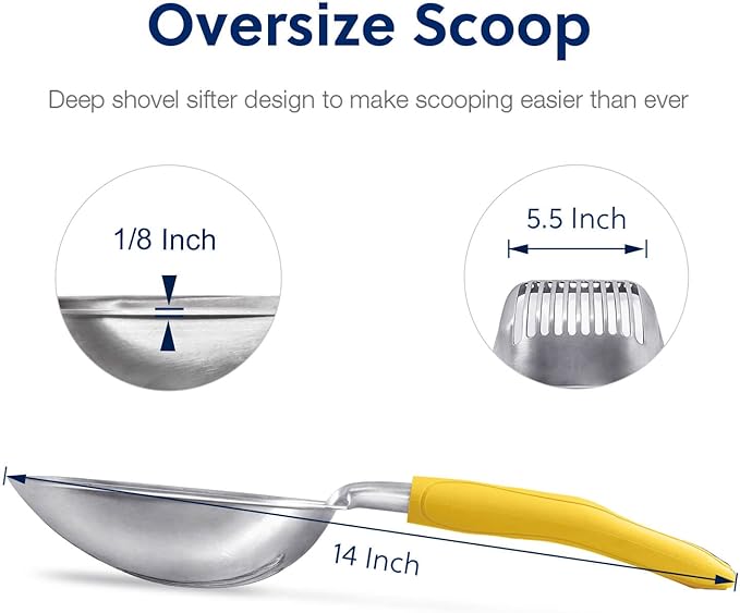 WePet Cat Litter Scoop, Aluminum Alloy Sifter, Kitty Metal Scooper, Deep Shovel - Image 3