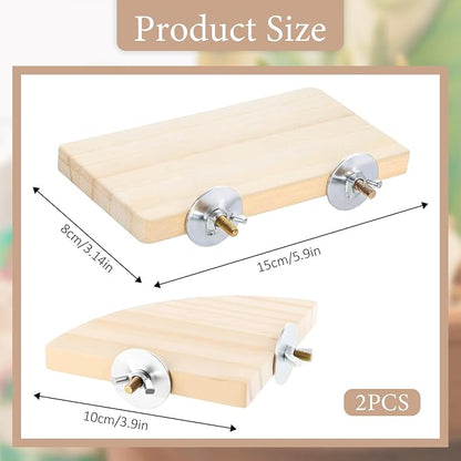 2PCS Bird Perch Platform Flat, Fan Shape and Rectangle Bird Cage Platform - Image 2