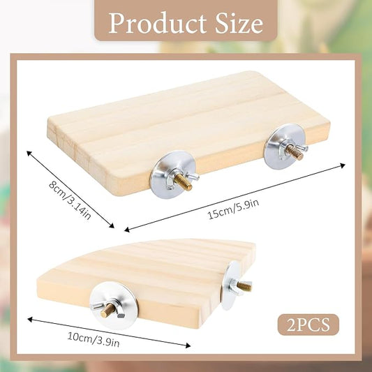 2PCS Bird Perch Platform Flat, Fan Shape and Rectangle Bird Cage Platform - Image 2