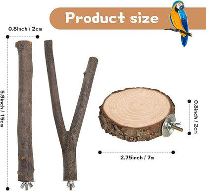 9 PCS Natural Wood Bird Perch, Wooden Parrot Perch Stand Bird Cage Branches - Image 2