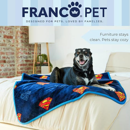 Franco Pet Superman DC Comics Super Soft Cozy Waterproof Sherpa-Backed Blanket - Image 6