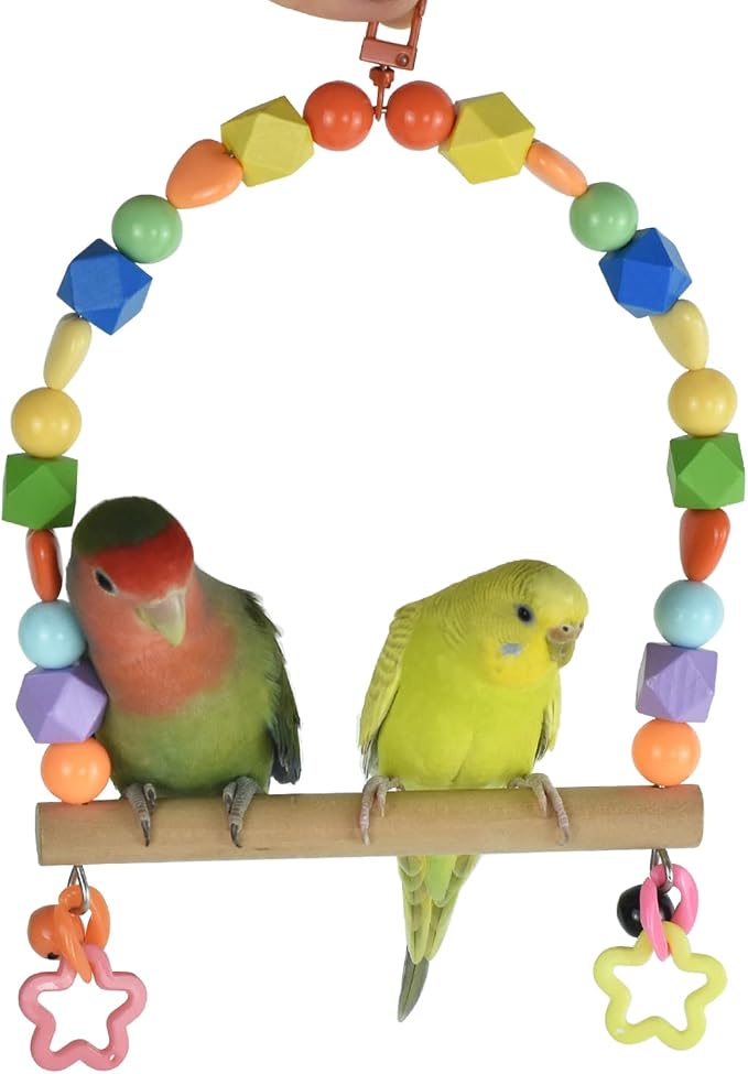 Wooden Bird Swings for Large Parrots, Cockatiel Perch Parakeet Swing Hanging - Image 3