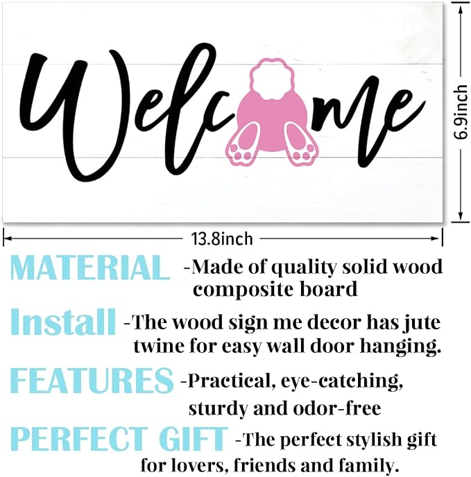 Welcome Sign for Front Door, Welcome Decor Wooden Hanging Sign for Wall Decor - Image 2