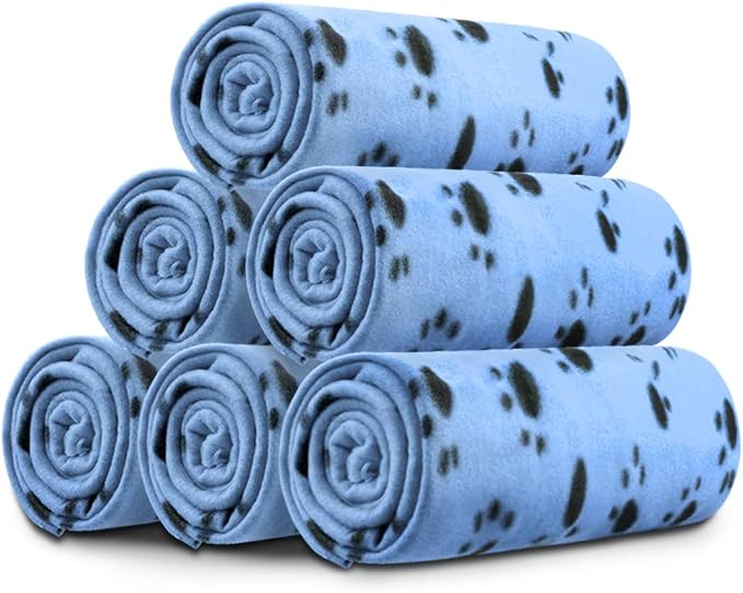 Comsmart Dog Blankets for Small Dogs, 6 Pack Puppy Blanket Cute Paw Print Pet by Comsmart