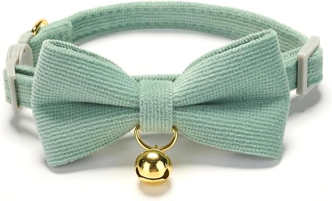 Soft Corduroy Cat Collar, Plaid Pattern, - Image 3