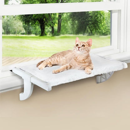 Window Sill Mount Cat Perch for Indoor Cats, One-Step Sliding Clamping Slot by Zoratoo